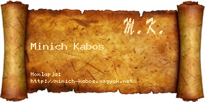 Minich Kabos névjegykártya